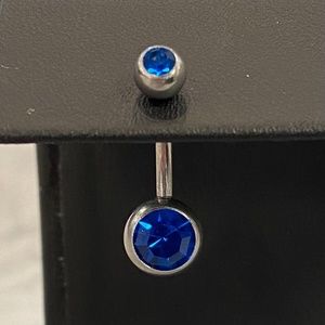 Blue Jewel Belly Button Ring